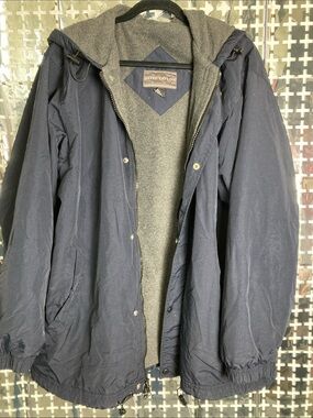 David Taylor Navy Hooded Windbreaker with Gray Fleece Lining